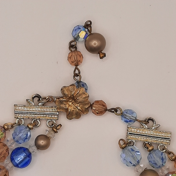 Vintage Vendome Crystal and Blue Glass Bead Jewelry set - Picture 6 of 13